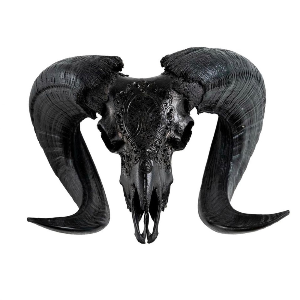 Hand-Carved Ram Skull -
Black Phantom